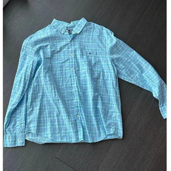 Vineyard Vines Blue Check Slim Fit Stretch Tucker Shirt Size XL - Picture 1 of 4